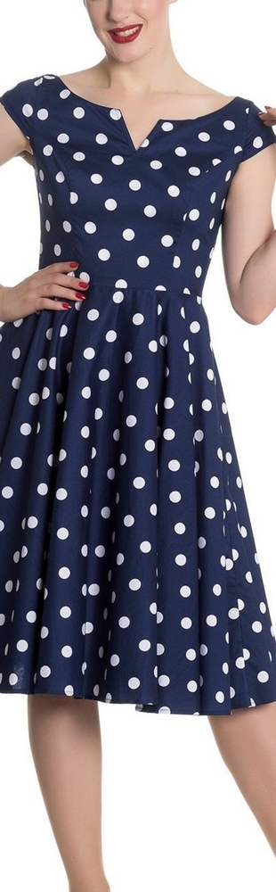 Hell Bunny Nicky Navy/White Polka Dot 50's Dress